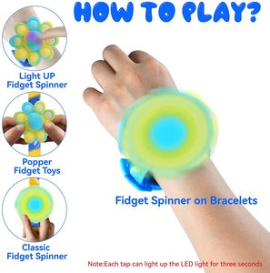 FT293 Fidget Spinner Bracelet Light Up Spinner Dây Đeo Cổ Tay Fidget Popping Đồ Chơi Xem <span class=keywords><strong>Glow</strong></span> Spinning Led <span class=keywords><strong>Pop</strong></span> Vòng Đeo Tay - Product Image 4