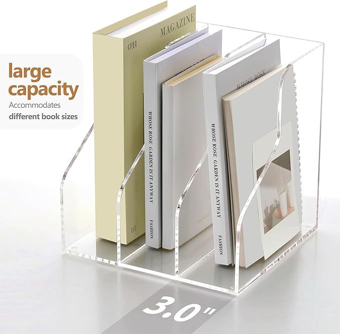 Organizer Documenti Scrivania Porte-Dossiers Acrylique Transparent Tasybox - Trieur Bureau 3 Sections | 22,9 X 16,5 Cm - Design Moderne Tri De Fichiers