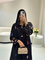 Ensemble deux pièces en gros pour le Ramadan et l'Aïd – Mode orientale musulmane : Cardigan imprimé, robe, veste décontractée arabe avec foulard