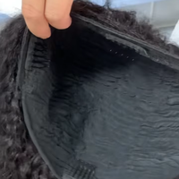 Perruque mi-tête en cheveux humains bruts indiens de temple, lisse crépu, 16 pouces, densité 180 %, pour femmes, vente en gros