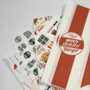 Papier imperméable et résistant à la graisse pour l'emballage des hamburgers, impression personnalisée - Product Image 1