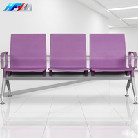 Banc triple moderne pour salle d'attente d'aéroport, 3 places, en cuir PU noir, rouge, bleu, confortable pour hôpital et usage médical
