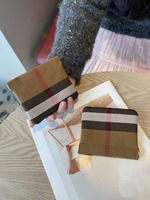Dompet Kotak-kotak Klasik Modis Dompet Saku Portabel Penyimpanan Kabel Data Earphone Tas Mini Dompet Tempat Kartu Billetera De Lujo