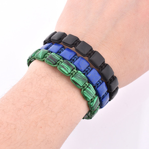 Commercio all'ingrosso di Gioielli Macrame Wrap Della Pietra Preziosa Donna di Pietra Naturale Malachite Piatto Braccialetto di Perline - Product Image 6