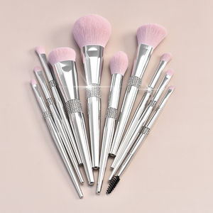 Daily Queen Mor-phe 10Pcs Nano Hair Silver Rhinestone Handle <span class=keywords><strong>Highlighter</strong></span>  Makeup Brush Smoooth Application  Custom logo - Product Image 1