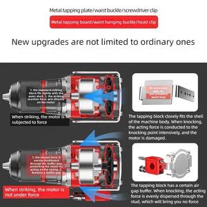 Perceuse à percussion sans fil sans balais avec mandrin à cliquet, construction métallique, <span class=keywords><strong>tournevis</strong></span> électrique domestique, support personnalisé - Product Image 5