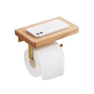 <span class=keywords><strong>Legno</strong></span> naturale porta <span class=keywords><strong>carta</strong></span> <span class=keywords><strong>igienica</strong></span> porta <span class=keywords><strong>carta</strong></span> <span class=keywords><strong>legno</strong></span> con mensola bagno accessori mensola di stoccaggio con porta telefono - Product Image 1