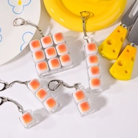 Mechanical Keyboard Keycap PVC Fidget Toy Toast Design Square Gradient Clicker for Stress Relief & EDC Keychain