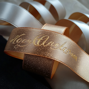 Cinta de Grosgrain de Alta Calidad con Logotipo Personalizado, Rollo de Cinta de Satén con Nombre de Marca Impreso en Lámina Dorada, Cintas de Regalo - Product Image 2