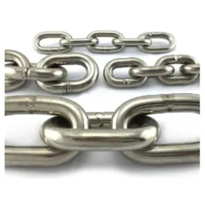 AISI 304 316 Stainless Steel Chain Bright Polished Industrial Commercial JIS Japanese Standard Straight Welded Short Link Chain
