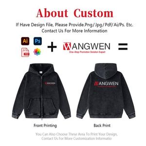 Sudadera con capucha vintage con cremallera y logotipo personalizado al por mayor, chaqueta lisa de peso pesado para hombre, sudadera con capucha con cremallera lavada al ácido para hombre - Product Image 2