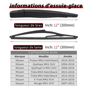 Braccio <span class=keywords><strong>Tergicristallo</strong></span> <span class=keywords><strong>Posteriore</strong></span> Originale NIASSAN per Pulsar, <span class=keywords><strong>Qashqai</strong></span>, Tiida, Rouge, Accessori Auto, Pulizia Parabrezza - Product Image 2