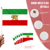 Mini drapeau à main Lion Soleil de l'Iran Ancien, bannière Shir-o-Khorshid, pour rallye persan, démonstration, sport, fan, décoration 14x21cm
