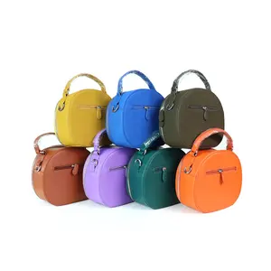 Wholesale Trendy Summer Ladies Leather Round Crossbody Bag Custom Colorful Women Bags Handbag