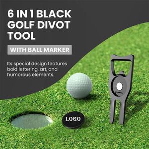 Accessoires de golf de haute qualité 6 en 1 : Nettoyeur de rainures de golf, outil de réparation de divots avec marqueur de balle - Product Image 2