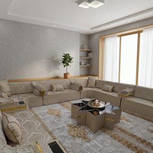 Conjunto de Sala de Estar Tradicional Árabe Majlis |   Mueble Modular Extensible y Plegable de Tela Estilo Antiguo |   Personalizable |   Envío Gratuito a Todo el Mundo - Product Image 3