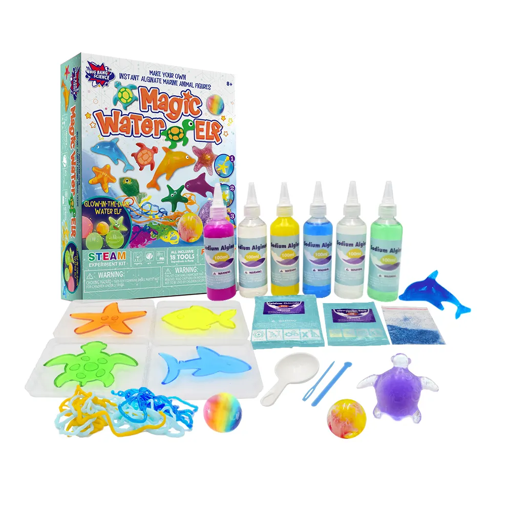 Elfe magique de l'eau Set 6 Gels magiques 4 formes de moules Activité créative Compétence Science 3D Animal Jouets Expérience Kit de bricolage