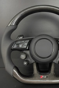 Volante de Fibra de Carbono para Auto con Botón de Encendido/Apagado y Selector de Marchas para <span class=keywords><strong>Audi</strong></span> A4/A6/Q5, Personalizado con Cuero Perforado - Product Image 5