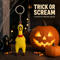 Porte-clés Poulet Qui Crie, Jouet Sonore à Presser en Vinyle, Nouveauté pour Halloween et Thanksgiving