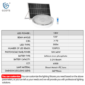 Indoor Solar LED <b>Ceiling</b> <b>Light</b> 18W High-capacity Battery <b>Remote</b> <b>Control</b> Modern and <b>Light</b> Luxury Style for Bedroom & Living Room - Product Image 3