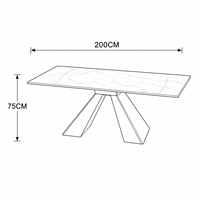 Table à manger rectangulaire moderne en marbre pour hôtel, base en acier au carbone en forme de V, gris foncé, luxe léger, prix de gros