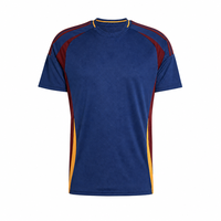 Camiseta de Fútbol Personalizada con Paneles de Color, Ribete Dorado, Malla Texturizada de Secado Rápido para Hombre, Uniforme de Club o Equipo