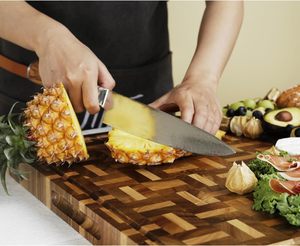 Grande planche <span class=keywords><strong>de</strong></span> découpe en chêne à grain massif et en bois d'acacia, réversible, pour fromage et <span class=keywords><strong>cuisson</strong></span>, avec rainure profonde pour les jus, idéale pour un cadeau - Product Image 3