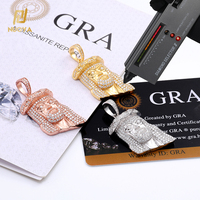 Pendentif NUOYA Hip Hop en argent 925 avec tête de Jésus, petit pendentif en moissanite sertie de diamants, testé au diamant, pour femme