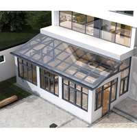 Véranda de luxe extérieure en verre avec fenêtres, serre de jardin à cadre en aluminium, serre de culture intérieure, véranda préfabriquée en aluminium