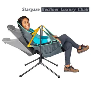 पोर्टेबल एल्यूमीनियम तह झुकनेवाला reclining हल्के आउटडोर लक्जरी स्विंग stargaze डेरा डाले हुए कमाल की कुर्सी के साथ कप धारक