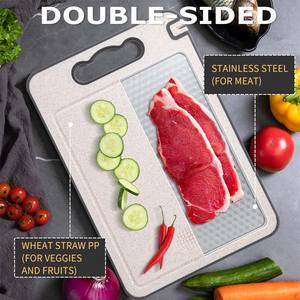 Tabla <span class=keywords><strong>de</strong></span> Cortar <span class=keywords><strong>de</strong></span> Acero Inoxidable Desechable Ecológica <span class=keywords><strong>de</strong></span> Doble Cara Antideslizante y Resistente a los Arañazos para Cocina - Product Image 2