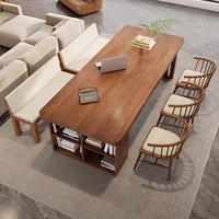 Bureau d'écriture de style américain en bois massif avec tiroirs, bureau à domicile, bureau d'étudiant avec grande surface de travail pour le salon