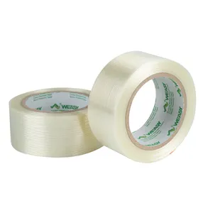 Hoogwaardige Industriële Plakband One Way Filament Tape Versterkte Filament Strapping Tape Voor Zware Verpakking