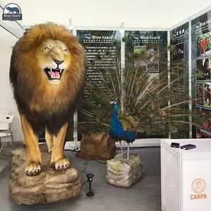 Zigong mavi kertenkele yeni tasarım ürünleri en popüler Animatronic hayvanlar simülasyon aslan modeli yüz ifadesi ile