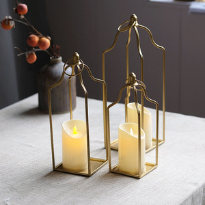 LANJO 3 pack Geometric Metal LED candle Holders Minimalists Hanging Lamp <b>Table</b> Centerpieces Iron Hanging Holders - Product Image 4