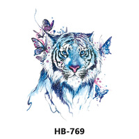 Autocollants de tatouage corporel temporaires à motifs d'animaux féroces (tigre, loup, renard, léopard) imperméables et résistants à la transpiration, colorés, les plus vendus