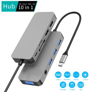 10 ב 1 <span class=keywords><strong>USB</strong></span> <span class=keywords><strong>C</strong></span> כדי הכפול HDMI <span class=keywords><strong>VGA</strong></span> Multiports רכזת עבור MacBook Pro,iPad פרו ועוד - Product Image 2
