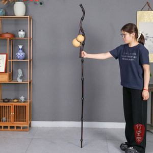 Lacquered Bamboo Walking Stick Scholar Cane Hiking Anti Slip Self Defense Dongpo Collectible Bamboo Root Pole - Product Image 2