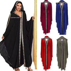 New Fashionable Muslim Hooded Ethnic Robe with Gold Trim, Breathable Women's Muslim <strong>Attire</strong> Middle East Dubai <strong>Turkey</strong> - Product Image 1