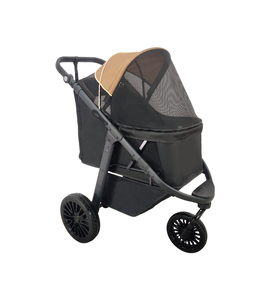 Poussette de luxe en alliage d'aluminium à 3 roues <span class=keywords><strong>pour</strong></span> animaux de compagnie avec maille respirante, absorption des chocs, frein et grande capacité <span class=keywords><strong>pour</strong></span> une utilisation extérieure <span class=keywords><strong>pour</strong></span> animaux de compagnie - Product Image 6