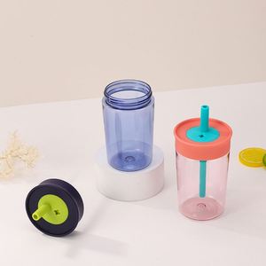 12oz Small Capacity Straw <b>Water</b> <b>Bottle</b>, Transparent Office <b>Water</b> <b>Bottle</b> - Product Image 3