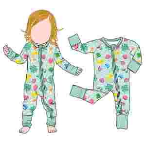 Qingli OEM Tariff Free Custom Print Baby Sleepsuit Día de San Patricio Bamboo Baby Romper Footie Pijamas - Product Image 5