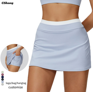 Rok Keamanan Dalam Yoga perempuan Logo kustom dengan rok tenis pakaian olahraga wanita rok Golf kebugaran A-Line saku - Product Image 1