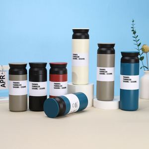 Vaso de Agua Portátil Japonés Harajuku de Acero Inoxidable 304, 350 ml, con Asa Simple y Tapa Plana, para Deportes, Viajes y Auto - Product Image 1