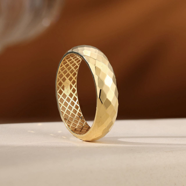 LUMINA Jewelry Fashionable and Simple Cross Style Au750 Pure Gold Ring Suitable for Engagement 18K Plain Ring