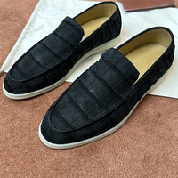 Mocassins montants pour hommes en cuir gaufré crocodile, à enfiler, semelle souple, style Old Money décontracté, chaussures de luxe italiennes originales