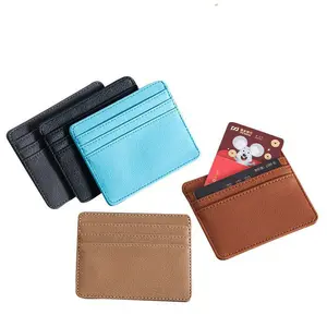 Wholesale Pu Leather Slim Wallets Name Id Card Wallet Credit Card Holder Business Bank Id Visa Card Cover Case For Men And Women