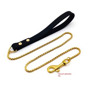 Correa <span class=keywords><strong>de</strong></span> Perro <span class=keywords><strong>de</strong></span> Tracción Resistente y Ecológica <span class=keywords><strong>de</strong></span> Grado <span class=keywords><strong>de</strong></span> Carrera con Mango Fácil <span class=keywords><strong>de</strong></span> Usar para <span class=keywords><strong>Perros</strong></span> Pequeños, Cuerda <span class=keywords><strong>de</strong></span> Acero Inoxidable Dorada - Product Image 1