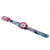 Jam tangan hewan Quartz Analog elegan kartun jam tangan anak bergaya casing baja pita gesper tersembunyi pita PC mode Dial olahraga
