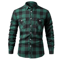 Chemise à carreaux en flanelle de coton pour homme, best-seller du printemps, avec doubles poches à rabat, vêtement d'extérieur décontracté, respirant et anti-humidité